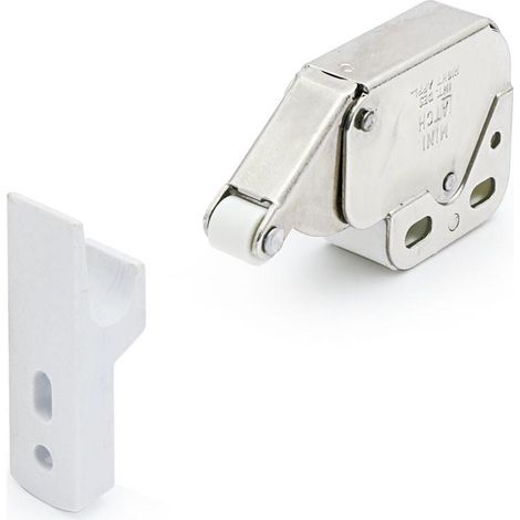 ACCESORIOS MUEBLES minilatch vaivén con enganche acabado níquel-blanco (1/2)