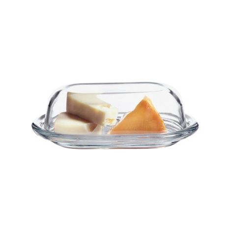 Mantequera de cristal, recipiente para mantequilla con tapa, cristal clásico