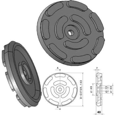 Taco De Goma De 145 Mm Para Elevadores Ravaglioli, Omcn, Twin Busch, Butler Y Otros (1/4)