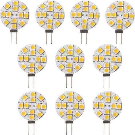 10 ampoules LED G4 non dimmables, blanc chaud 2700K, 180° (1/5)