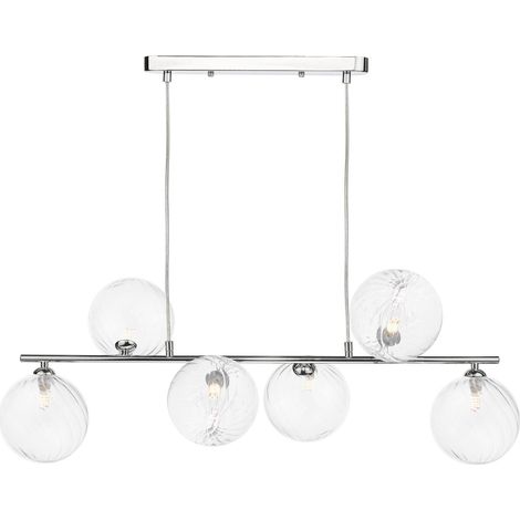 Dar Spiral Suspension à 6 lumières en spirale, finition chrome poli et verre opaque (1/2)