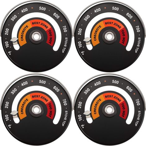 (4 Pièces) Thermomètre Magnétique Thermomètre Poêle à Bois Thermomètre de Conduit de Cheminée Thermomètre de Température Poêle pour Éviter un Ventilateur Endommagé par une Surchauffe