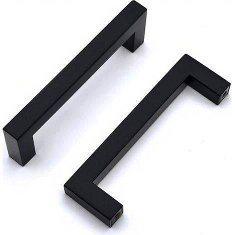 2 unités poignées d'armoire en acier inoxydable boutons de porte noirs tirer la poignée de meubles avec vis pour tiroir armoire meubles cuisine décoration de la maison distance du trou 96mm (1/5)