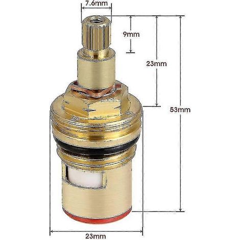 Lot de 2 têtes de robinet en céramique, cartouches en céramique, remplacement universel pour robinet en laiton, 20 encoches x 53 mm, pour cuisine et salle de bain. (1/5)