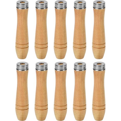 Ensemble de 10 manches de limes en bois avec anneau de sécurité en métal- manches d'outils de coupe pour limes- manches de rechange durables pour le travail du bois (110 mm)