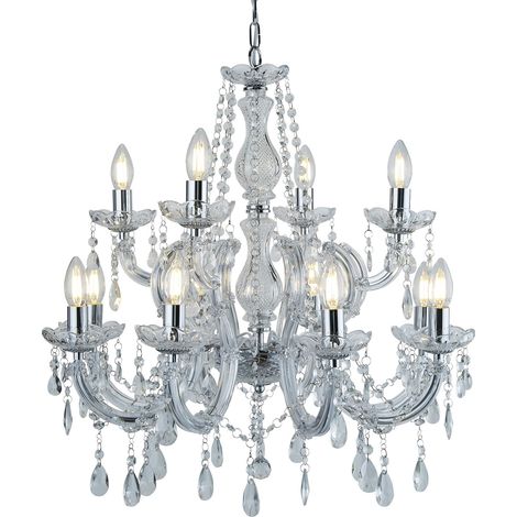 Lampadario Marie Therese 12Lt - Metallo cromato e acrilico trasparente (1/5)