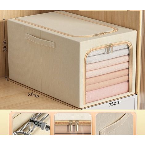 2 Coffre de rangement, pliable, tissu Oxford, armature acier, 55L, pour armoire et sous lit (1/5)