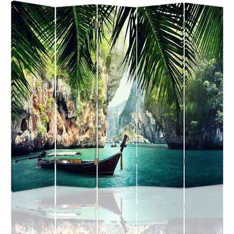 Paravento bilaterale, Barca ai tropici - 180x170 (1/5)