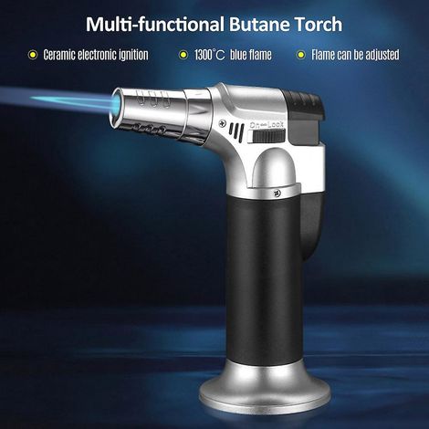Brûleur à gaz butane avec flamme réglable, polyvalent pour le soudage, rechargeable, utilisable également comme chalumeau de cuisine