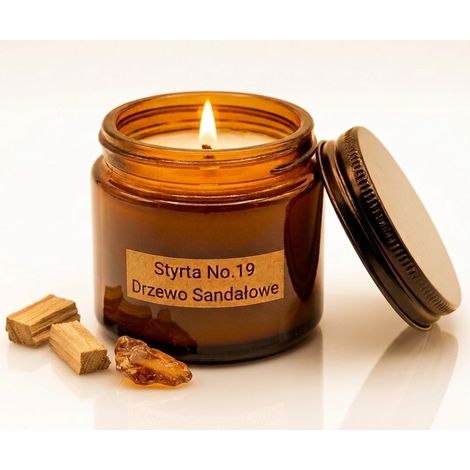 Vela de soja con aroma a sándalo, 60 ml, Styrta No. 19 Natural, en envase de vidrio. (1/4)