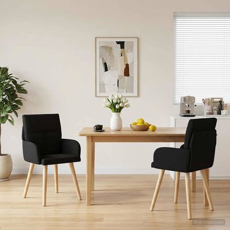 Lot de 2 chaises de salle à manger en tissu noir avec accoudoirs, 60 x 56 x 96 cm - PANGIVO (1/5)