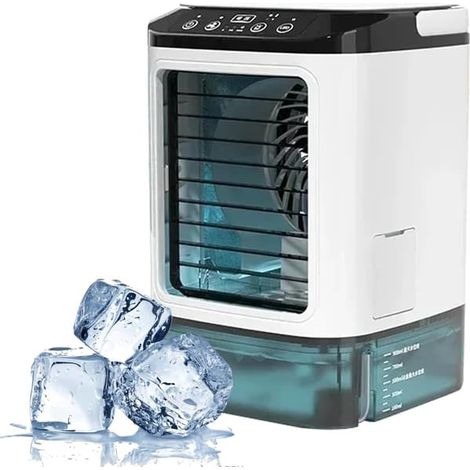 Ventilatore condizionatore portatile, doppia nebulizzazione, regolazione a tre velocità, silenzioso, ideale per uso domestico. (1/5)