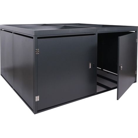 [NEUWERTIG] 4er-Fahrradgarage mit Pflanzkasten HHG-985b, Fahrradbox, abschließbar verzinkter Stahl 126x220x210cm anthrazit