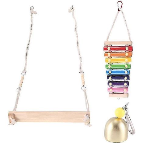 Fauteuil à bascule et xylophone pour poules, coqs, poules, poussins, perroquets de compagnie, perroquets, divertissement (1/5)