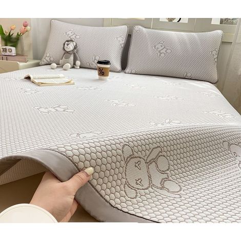 Drap rafraîchissant d'été pour lit simple et double – Drap de lit effet frais et respirant – Confort thermique pour des nuits plus agréables (Gris - 120 × 200 cm)