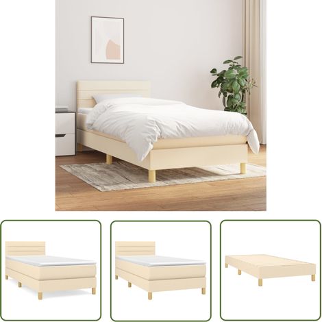 The Living Store Boxspringbett mit Matratze Creme 100x200 cm Stoff - Boxspringbett - Doppelbett - Cremefarbenes Bett - Bettrahmen - Matratze (1/5)