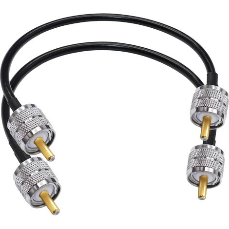 Cavo patch per radio CB PL-259 RG58 UHF maschio-maschio a bassa perdita 50 Ohm Cavo coassiale da 12 pollici (30 cm) Cavo di estensione per antenna Wi-Fi SO239 per radioamatori Confezione da 2
