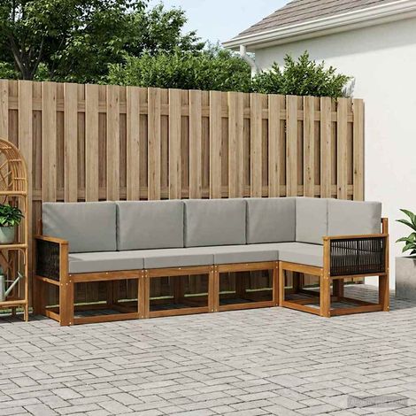 Outdoor-Sofagarnitur 6 Stk. Natürlich und Hellgrau vidaXL (1/4)