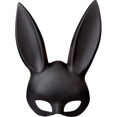 Masque de lapin, masque noir de bal masqué, masque de lapin avec oreilles, masque de lapin pour Halloween, fête, cosplay, déguisement, Pâques, carnaval (1/5)