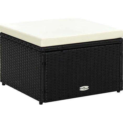 Tabouret/repose-pied/Tabouret Pouf Résine tressée 53 x 53 x 30 cm Noir HAV8932 (1/5)