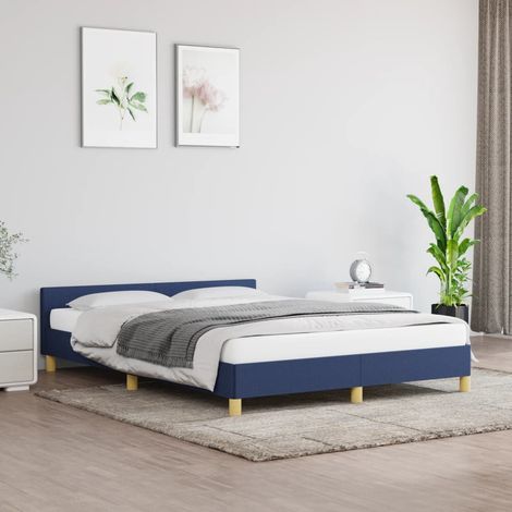 Lit double,Lit adulte,Cadre de lit avec tête de lit Bleu 140x190 cm Tissu148839 (1/5)