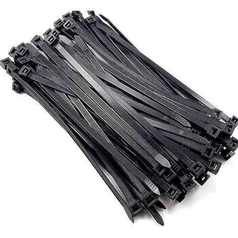 Schwarze Schlauchschellen 400 mm x 7,6 mm, hochfeste, selbstsichernde und robuste Schlauchschellen