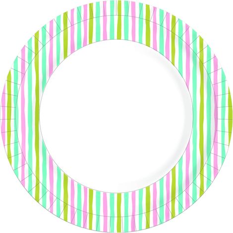 Duni Pappteller weiß Stripes multi Ø 22 cm - 10 Stück Einwegteller