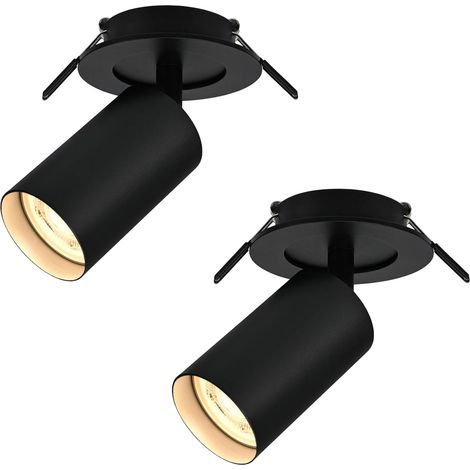 Recessed LED Spotlights, 350° Adjustable, 90° Swivel, GU10 Socket, Black Aluminum, For Kitchen, Hallway (1/5)
