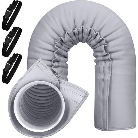 Manchon d'isolation portable pour tuyau de climatisation, convient pour tuyau d'échappement de 12,7 cm et 15 cm de diamètre, couvercle d'aération isolé, facile à installer avec 3 sangles réglables (1/5)