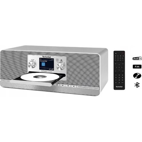 Radio TechniSat CD DAB+ FM Bluetooth USB 2×5 W radio digitale 372 argento (1/5)