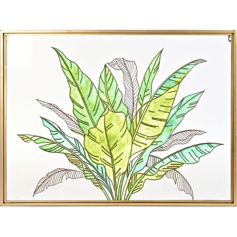 Tableau Botanique élégance verte et or en verre - Vert doré (1/3)