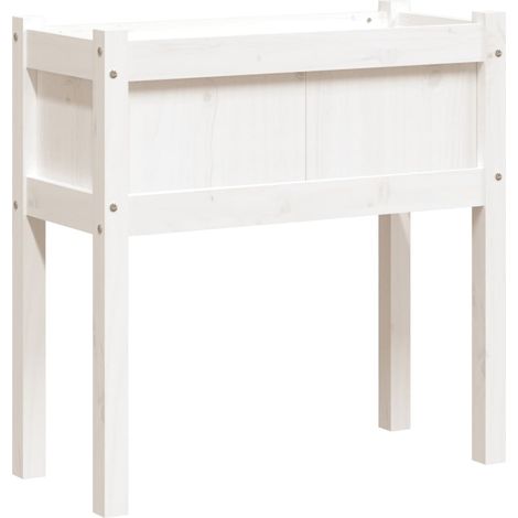 Vaso per fioriera aiuola rialzata piante fiori giardino terrazze con piedini 70 x 31 x 70 cm legno massello di pino bianco 020038873