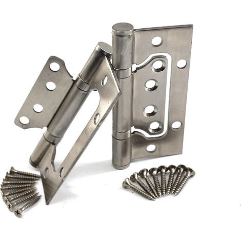 Juego de 2 bisagras de puerta de acero inoxidable 304 de 10,2 cm con rodamientos de bolas para un movimiento suave y silencioso (plateado) (1/5)