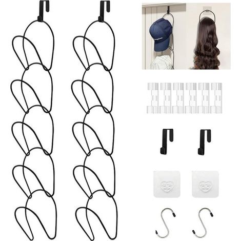 10 teiliger Hutablage Organizer für Baseballkappen, Schals und Accessoires zum Aufhängen an Schrank und Tür (1/5)