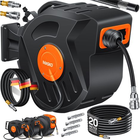 MASKO® Avvolgitubo automatico per aria compressa 1/4" - 20M, arancione/nero