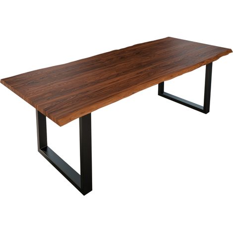 Esstisch Baumkante massiv Akazie nougat 240 x 100 cm schwarz LAUREN (1/5)