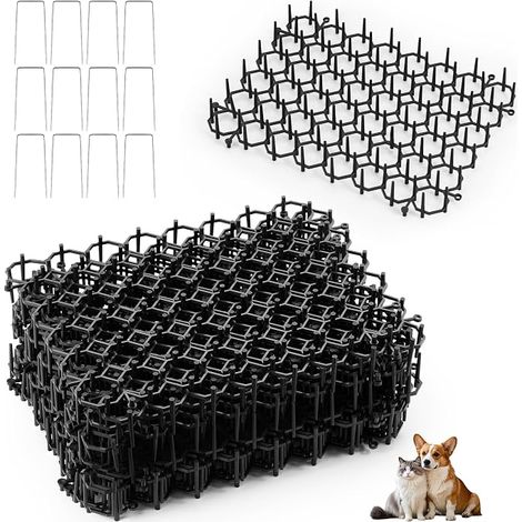 24 Pièces Repulsif Chat Exterieur, 20 x 15 cm Anti Chat Exterieur avec Pointes, Tapis pic Anti Chat avec 24 Clous de Sol en U, Tapis Anti Chat pour Jardin Extérieur Möbel, Sofas, Autos, Fensterbänke (1/5)