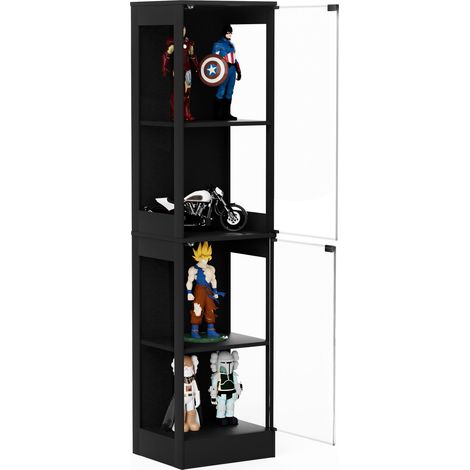 Vitrina con 2 Puertas de Cristal y LED con Sensor de Movimiento, en ABS, Acacia, 40×35×165 cm (1/5)