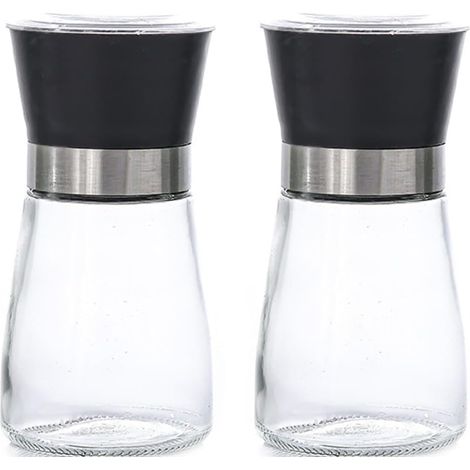 Moulin à poivre manuel en acier inoxydable avec récipient verre, (1/5)