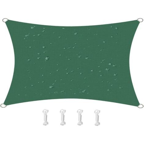 2m x 2m Waterproof Sun Shade Sail Canopy Effectively 95% UV Block, Oxford Fabric, for Patio, Balconies, Lawn Garden, Party, Outdoor Activities (, Dark Green) (1/5)
