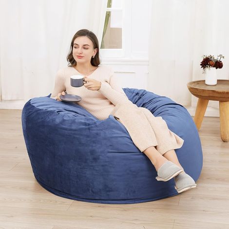 Fauteuil Sac à Billes Bleu en Mousse Mémoire avec Housse Amovible (1/5)