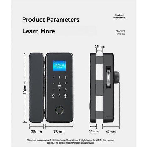 Serrure connectée Tuya pour porte en verre ou en bois, Bluetooth, serrure biométrique à empreinte digitale Tuya, serrure électronique numérique (1/5)