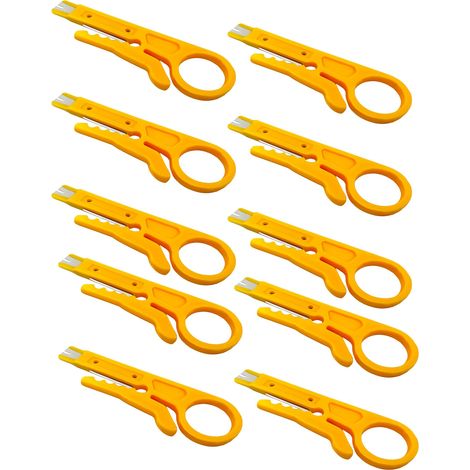 Juego de 6 herramientas para pelar cables, con hoja de acero y bucle para los dedos, para cables UTP y STP, para el hogar y la oficina. (1/5)