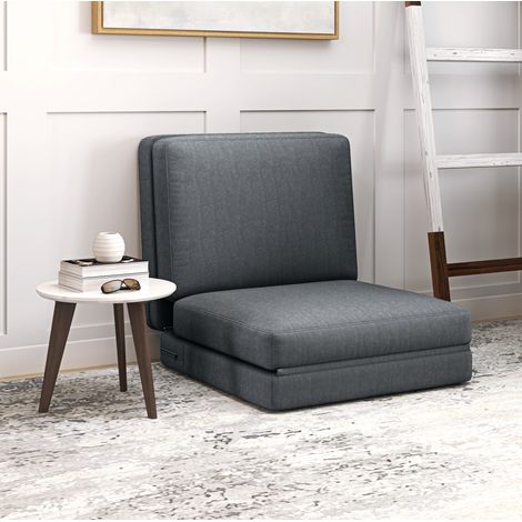 Divano letto da pavimento 75x268x18 cm grigio scuro in poliestere pieghevole 3 in 1 (1/5)