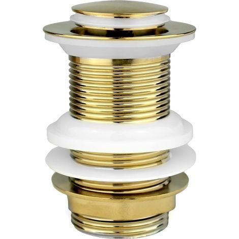 Bonde clic-clac dorée non fendue Bouchon d'évier de salle de bain pop-up en laiton de qualité Connexion standard G 3,2 cm BSP 1 pièce (1/5)