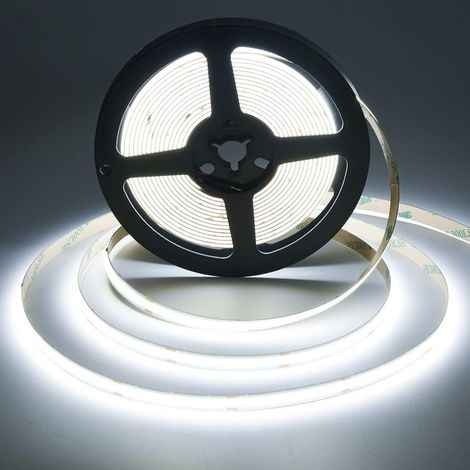 Bande LED COB 24V 480 LED/m, IP20, Bobine 5m, Découpable tous les 5cm - Blanc Froid 6000K (1/5)