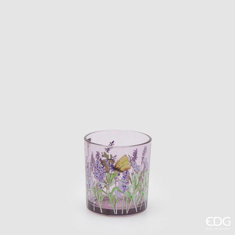 EDG Enzo De Gasperi Portacandela Lavanda Cilindro H 8 Cm D 7 Cm Lavender