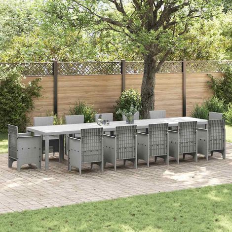 Garden Table Light grey 400 x 100 x 73 cm Poly Rattan vidaXL (1/5)