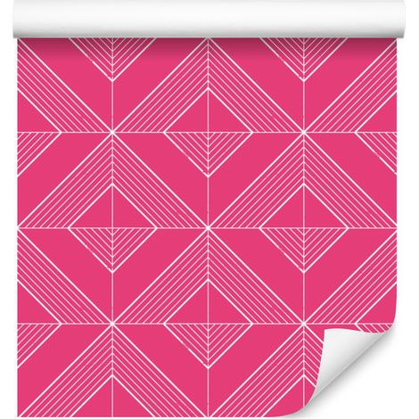 Carta da parati con rombi geometrici rosa e sfondo rosa cipria, 50x1000 cm (1/5)