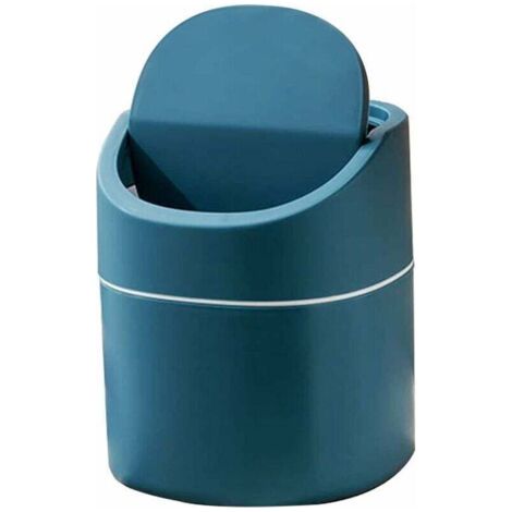 Petite Poubelle De Table, Mini Poubelle De Bureau Cuisine, Pour La Vanité De Salle De Bain, Le Bureau, - Jetez Les Ronds De Coton, Les éPonges De Maquillage, 2 Litres (Bleu)